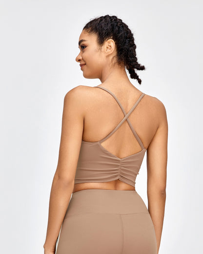 Cross-Back Charm Sports Bra - Cocoa Charm