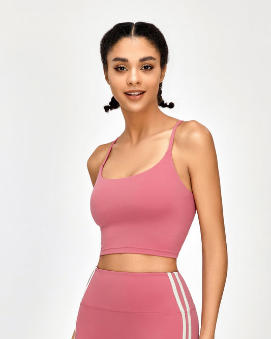 Cross-Back Charm Sports Bra - Rosy Radiance