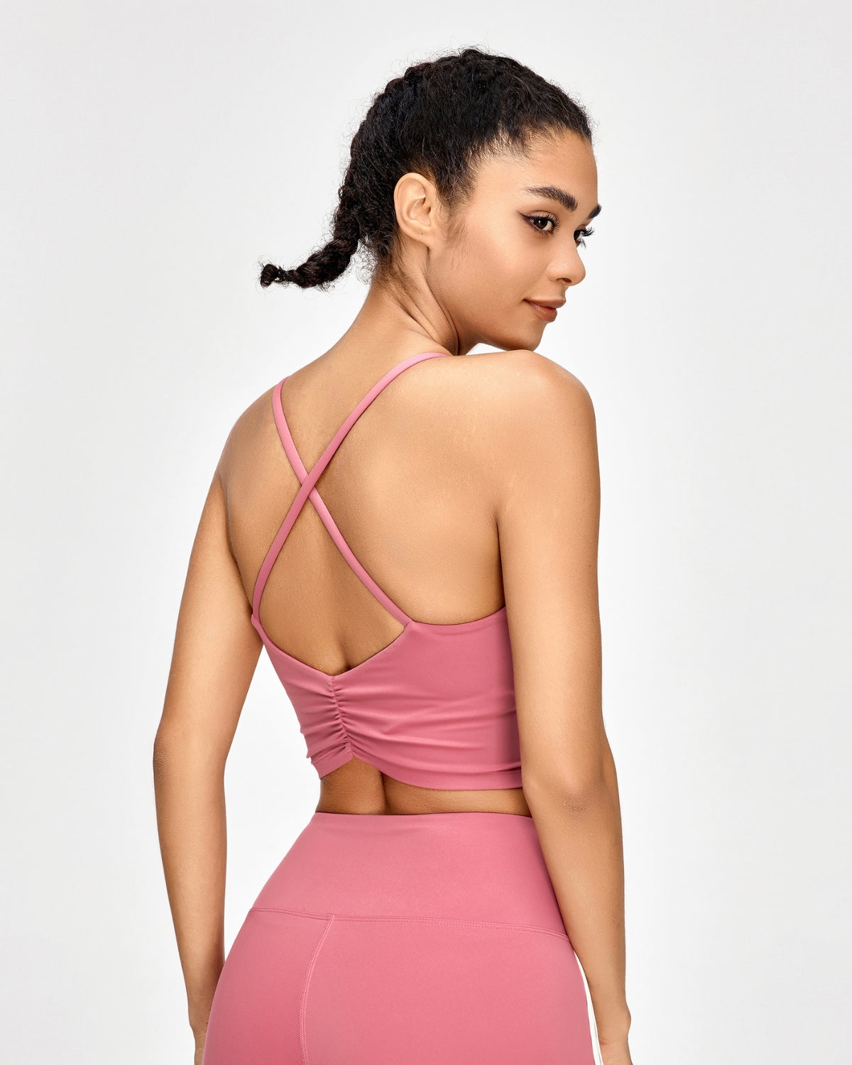 Cross-Back Charm Sports Bra - Rosy Radiance