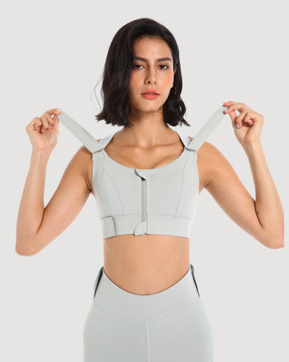 FlexFit Zip Sports Bra with Velcro Straps - Classic