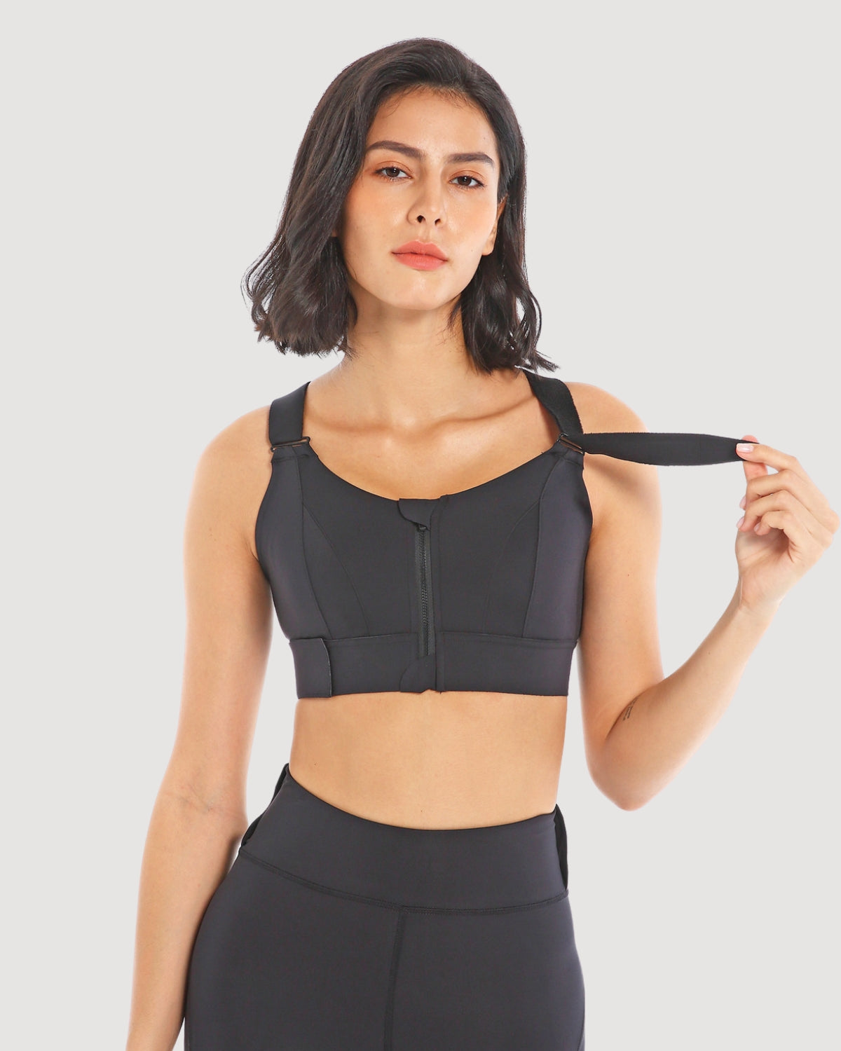 FlexFit Zip Sports Bra with Velcro Straps - Classic