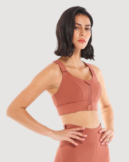 FlexFit Zip Sports Bra with Velcro Straps - Retro