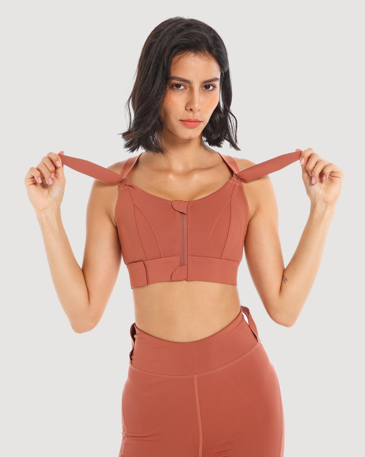 FlexFit Zip Sports Bra with Velcro Straps - Retro